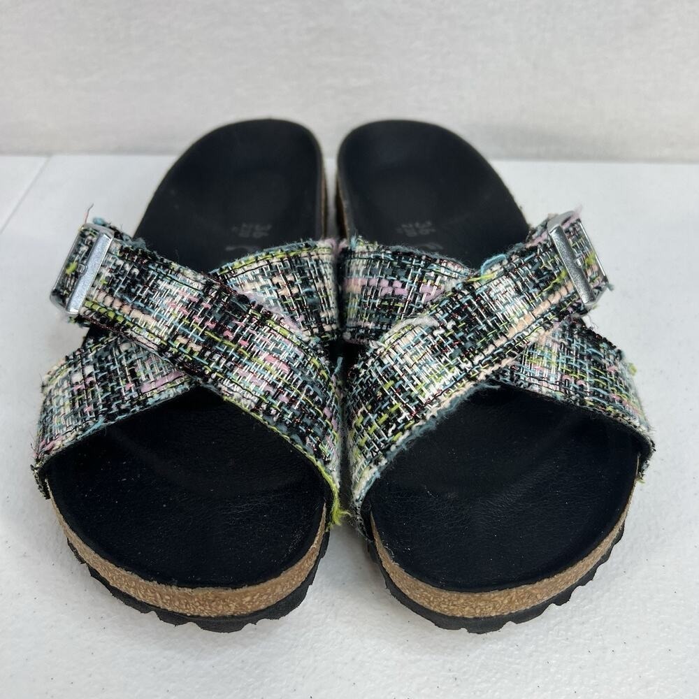 Birkenstock Cross-Strap Sandals in Multicolor Tweed Pattern - Picture 6 of 11